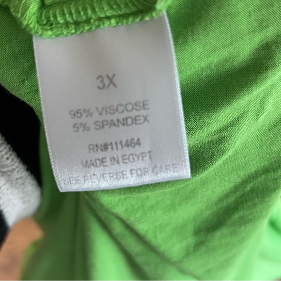 Masseys Shirt Lime Green V Neck Crisscross Flowey Cap Short Sleeves Plus Size 3x - Picture 11 of 12